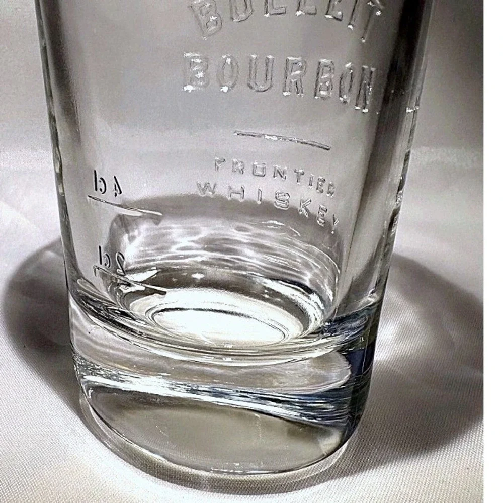 Original Oval Bulleit Bourbon Frontier Whiskey Glass Embossed Weighted NOS